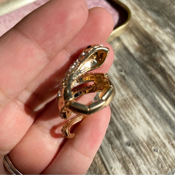 Woman’s Gold ring snake diamonds elastic band - Picture 11 of 12